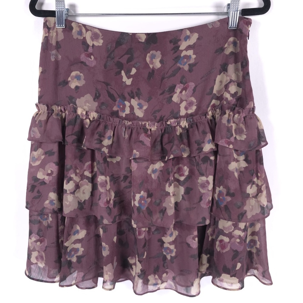NWT LAUREN RALPH LAUREN Floral Crinkle Georgette Miniskirt Purple Multi Size 8 - Picture 9 of 16